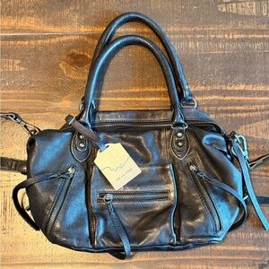 Free People Baby Emerson Black Leather Tote Bag